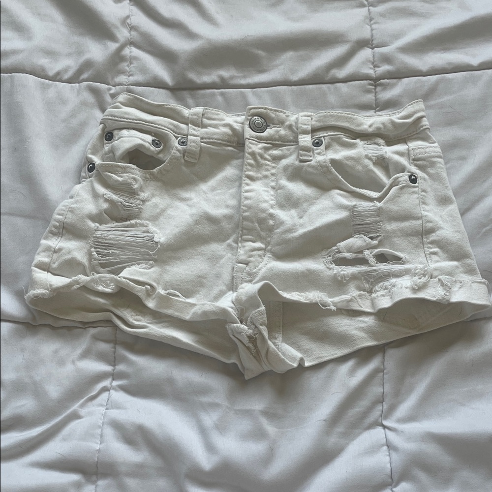 Aeropostale White High Rise Denim Shorts